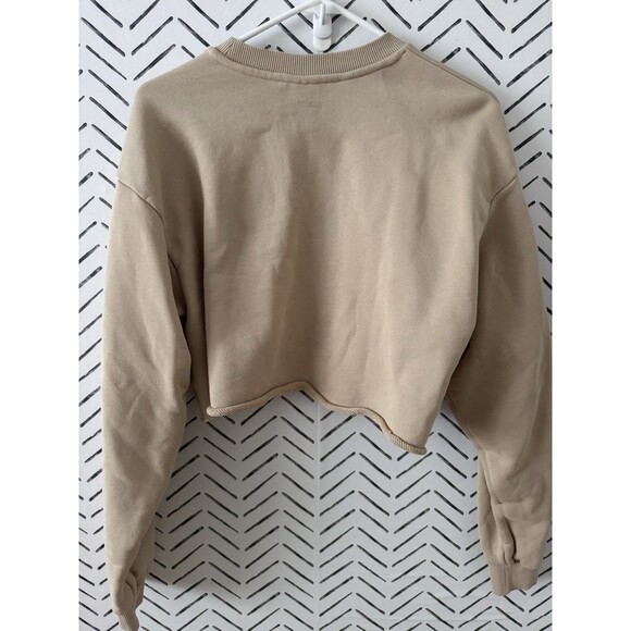 GYMSHARK Phys Ed Cropped Crewneck Sweatshirt in Beige Women's Size Medium - Picture 2 of 6
